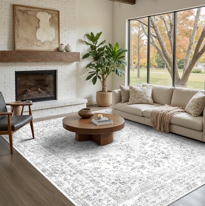 Area Rugs 5x7, Washable Grey Rugs by OHWPEAT