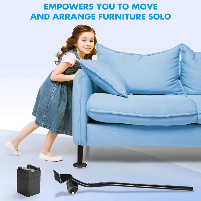 Furniture Lifter Tool + 8-Pack of 3.5" Sliders, Save 80% Effort, Safely and - Image 4