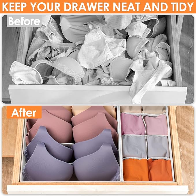 12 Pack Drawer Organizers for Clothing, 116 Large Compartments Fabric Dresser - Image 6