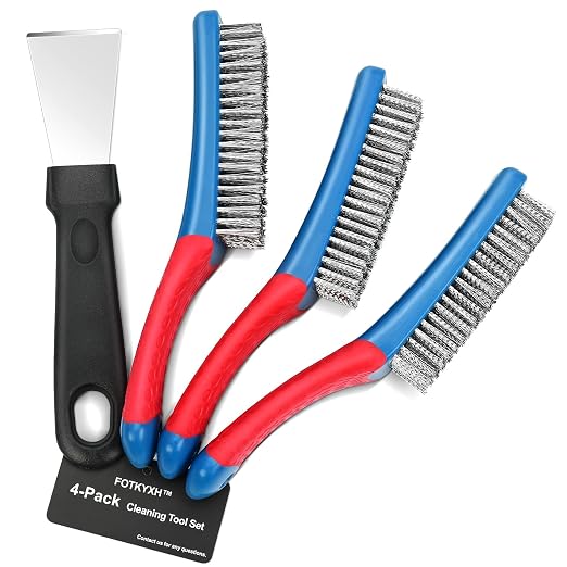 4-Pack Heavy Duty Wire Brush and Scraper Set, 3 Stainless Steel Scratch Brushes by Unknown