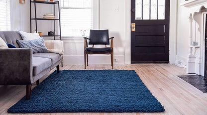 Unique Loom Solid Shag Collection Area Rug (3' 3" x 5' 3" Rectangle, Sapphire Blue/ Navy Blue)