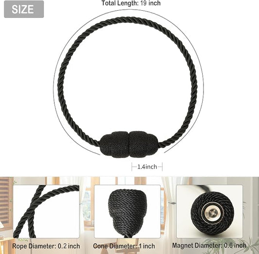 Magnetic Curtain Tiebacks Rope Curtain Tie Backs - Image 2