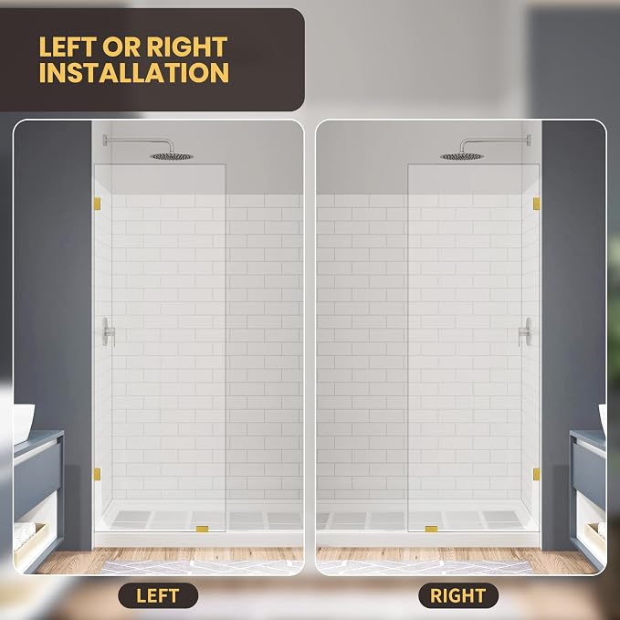 26" W x 78" H Frameless Shower Glass Panel, Single Fixed Shower Panel Screen - Image 8