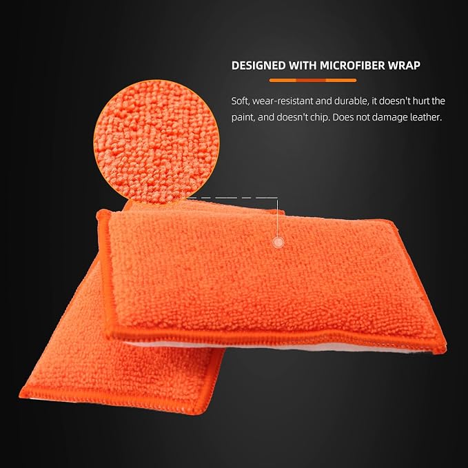 SPTA Car Interior Scrubbing Sponge, Microfiber Car Wax Applicator, Car Wash - Image 3