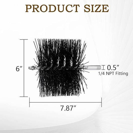 6 Inch Poly Round Chimney Cleaning Brush, 1/4 NPT Fitting, Masonry Flue - Image 2