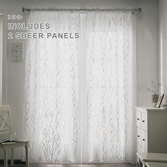 FINECITY Sheer White Curtains 96 Inches Long - Image 2