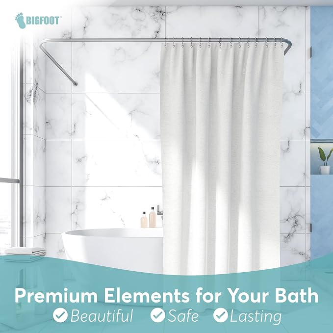 BigFoot Shower Curtain Hooks, Durable Stainless Steel, Rust Resistant, Easy - Image 5