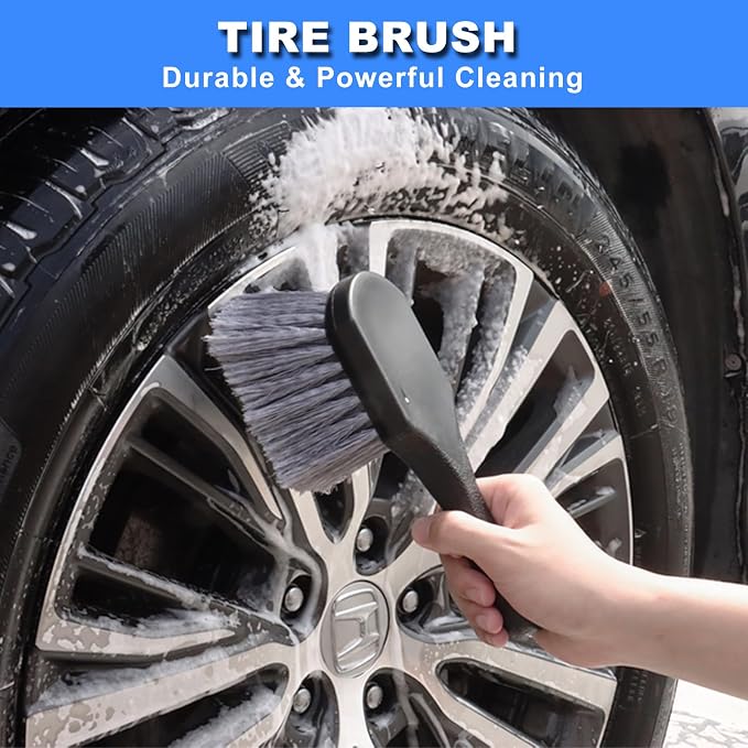 NIKCOSMK 10Pcs Wheel Brush Kit for Cleaning Wheel and Tire, Wheel and Rim Brush - Image 5