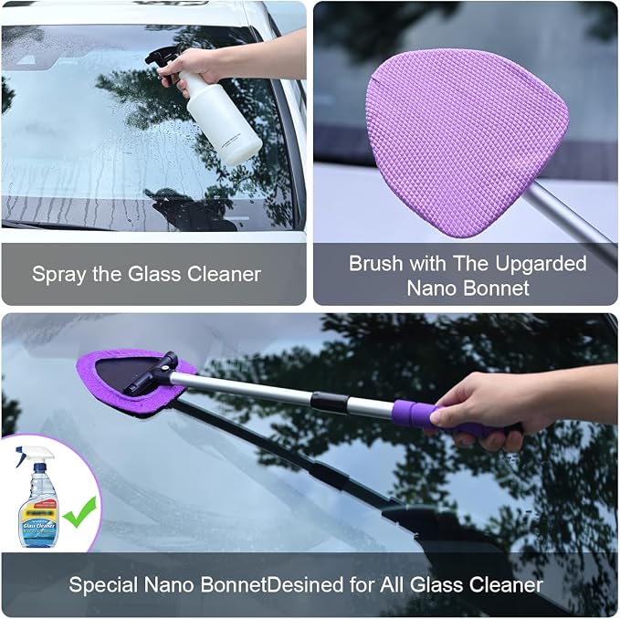 XINDELL Windshield Cleaner Tool – 24-inch Pink Car Interior&Exterior Window - Image 3