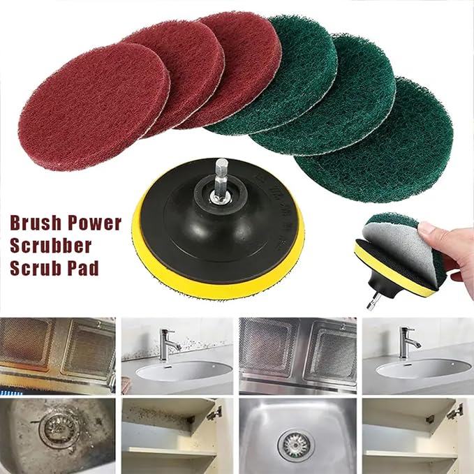 4 Inch Drill Powered Brush Tile Scrubber Scouring Pads, 6 Scrubbing Pads - Image 8