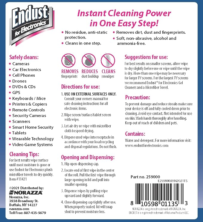 Endust For Electronics; Multi-Surface, Anti-Static, Electronics Cleaning Wipes; - Image 7