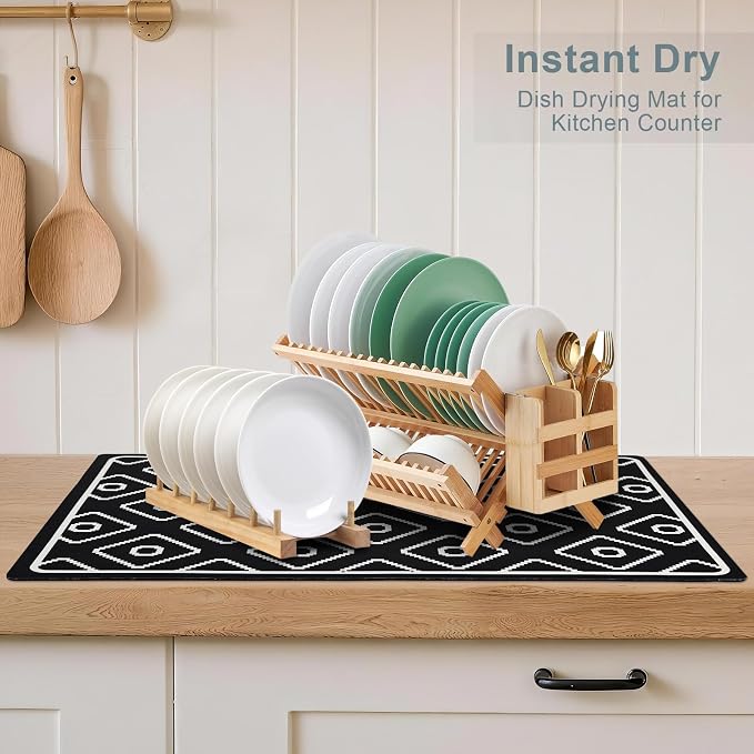 SUEH DESIGN Dish Drying Mat, Absorbent Coffee Mat 19.6 x 11.8 in Quick Dry - Image 5