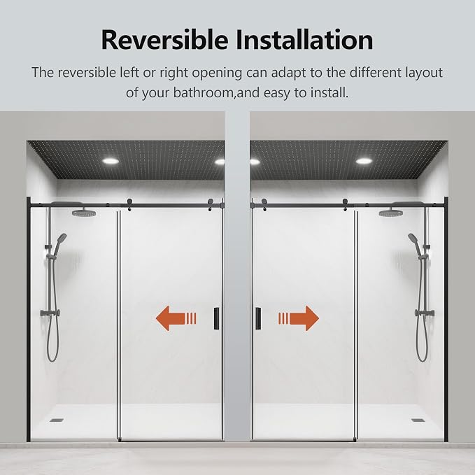 56-60" W x 74" H Frameless Shower Doors, Bathroom Single Sliding Shower Glass - Image 9