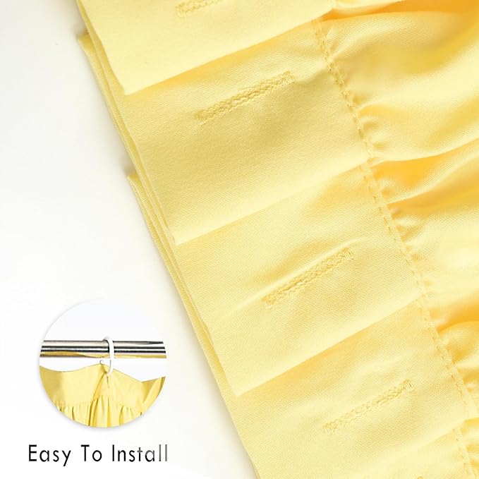 Bright Yellow Shower Curtain, Vintage Handcrafted Bow Tie Bath Curtain - Image 3