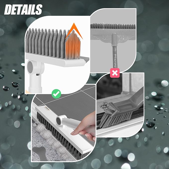 Floor Scrubbing Brush with 57" Adjustable Long Handle, 3 in 1 Living Grout - Image 4