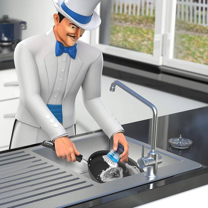 MR.SIGA Soap Dispensing Palm Brush Storage Set, Kitchen Brush - Image 2