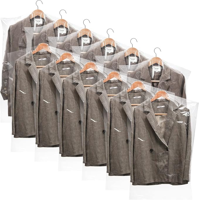 AVLA 50 Pack Plastic Garment Bags, Transparent Hung Clothes Dust Cover by AVLA