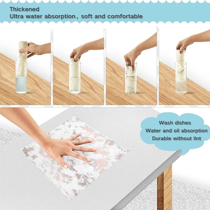 ALAZA Dish Towels Kitchen Cleaning Cloths Marble - Image 4