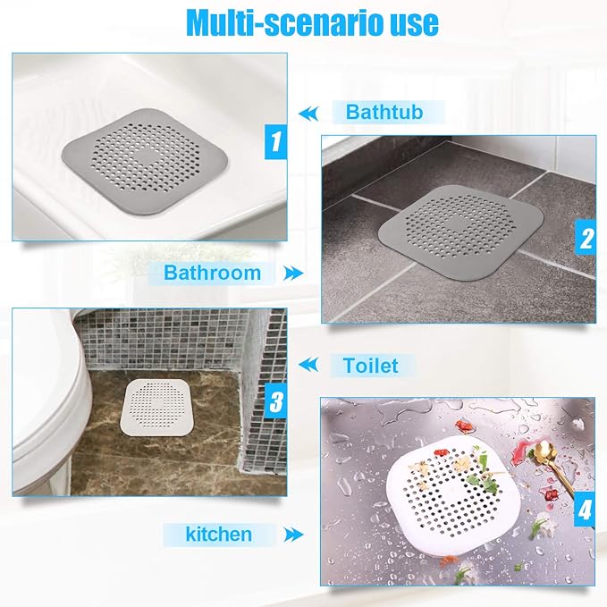 Square Drain Cover for Shower 5.7-inch TPR Drain Hair Catcher Flat Silicone - Image 4