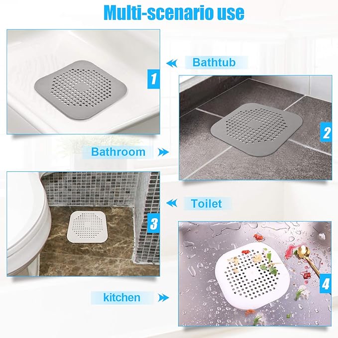 Square Drain Cover for Shower 5.7-inch TPR Drain Hair Catcher Flat Silicone - Image 4
