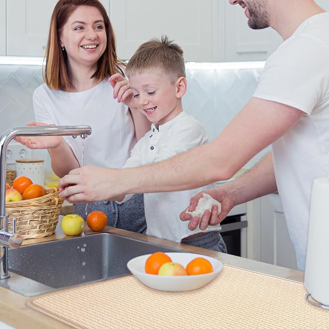 2 Pcs XXL Dish Drying Mats, Absorbent Microfiber Drainer Mat, Large Size 24×17" - Image 7