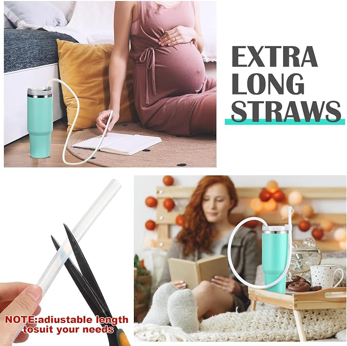 Baderke 2 Set Extra Long 35" Reusable Silicone Straws Compatible - Image 3