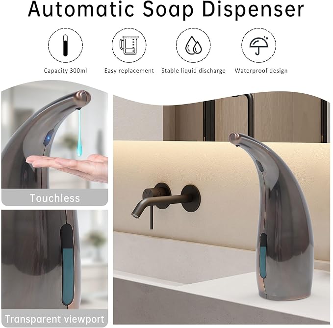 Automatic Liquid Soap Dispenser, 300ML Touchless 4 Gear Adjustable, Countertop - Image 2