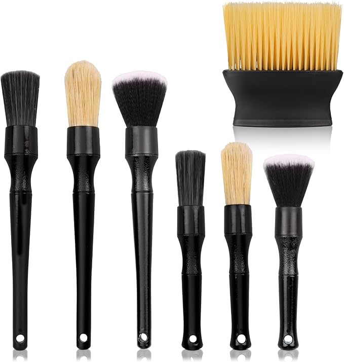 7PCS Car Detailing Brush Set, Ultra Soft Boars Hair Car Interior Detailing - Image 9