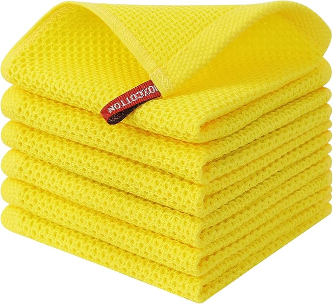 Kitinjoy 100% Cotton Kitchen Dish Cloths, 6 Pack Waffle Weave Ultra Soft by Kitinjoy