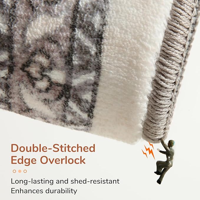 OPPODREAM Thin Area Rugs 3x5, Washable Rugs with Non Slip Backing, Low-Pile Throw 3x5 Carpet, Faux Cashmere 3 x 5 Carpet, Brown