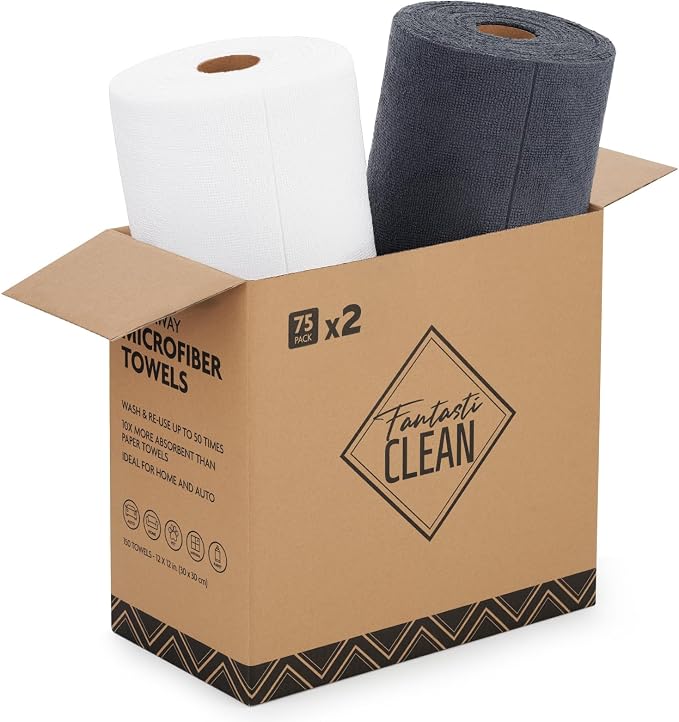 Fantasticlean Microfiber Cleaning Cloth Roll -150 Pack, Tear Away Microfiber - Image 2