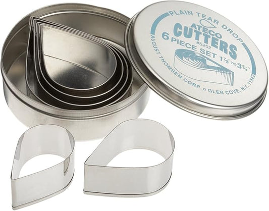 Ateco Plain Edge Tear Drop Cutters in Graduated Sizes, Stainless Steel by Ateco