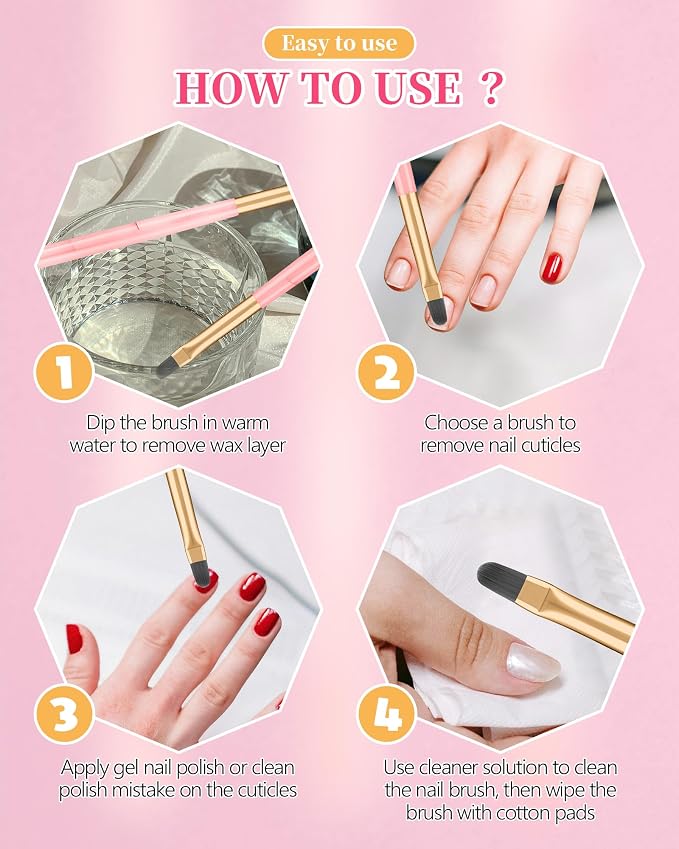 3PCS Nail Polish Clean Up Brush, Round&Falt&Angled Acetone Resistant Nail Brush - Image 7
