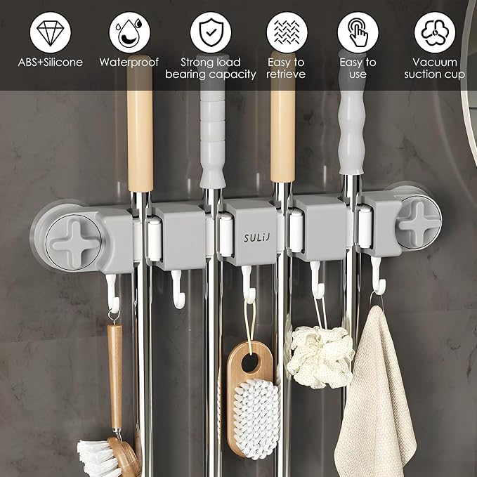 Broom Holder Wall Mount Sturdy Mop and Broom Organizer - Image 4