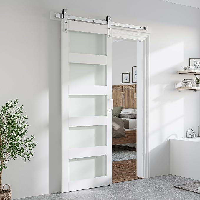 SmartStandard 32 x 84 inch Glass Barn Door by SMARTSTANDARD