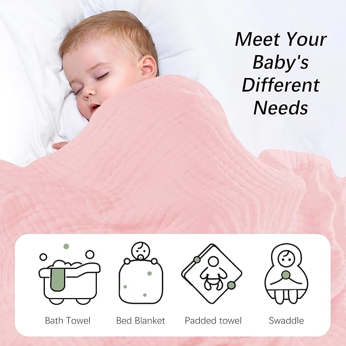 SWEET DOLPHIN Muslin Baby Bath Towels Blanket - Image 5