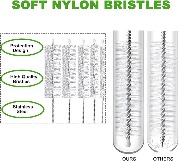 Straw Cleaner Brush Long 10 inch, 10-PCS Straw Brush of Bristles Diameter - Image 3