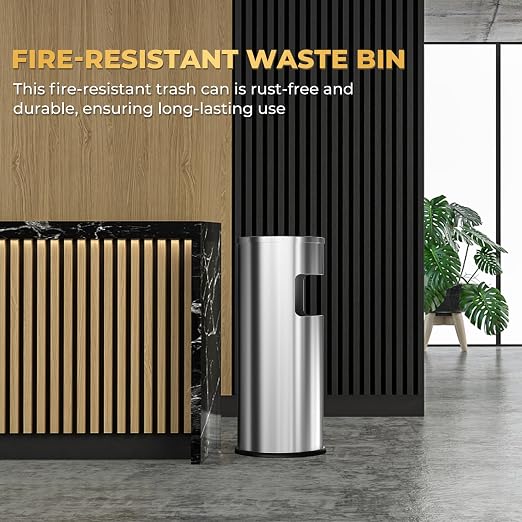 Trash Can Outdoor Waste Container Round Stainless Steel Trash Can - Image 3