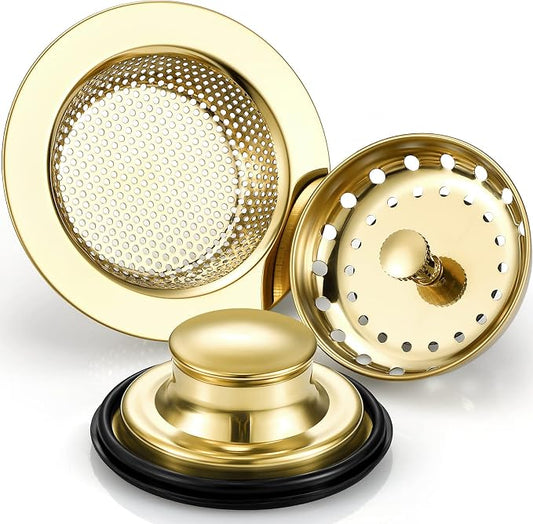 Mudder 3 Pcs Kitchen Sink Drain Strainer and Stopper Stainless Steel Garbage by Mudder