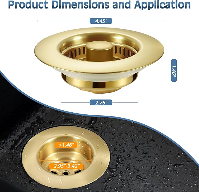 Kitchen Sink Drain Strainer 2 Pack, 304 Stainless Steel Pop Up Sink Stopper - Image 5