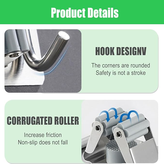 Broom Holder Wall Mount Hanger Holder Wall Mount, 2 Pack Mop and Broom Hooks - Image 4
