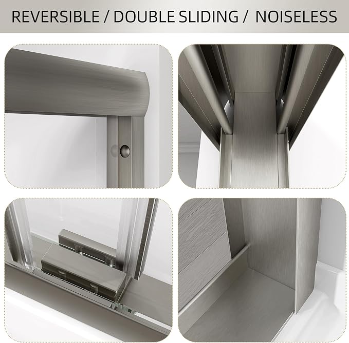 GETPRO Shower Door Double Sliding 56-60 in. W x 75 in. H Glass Shower Doors - Image 8