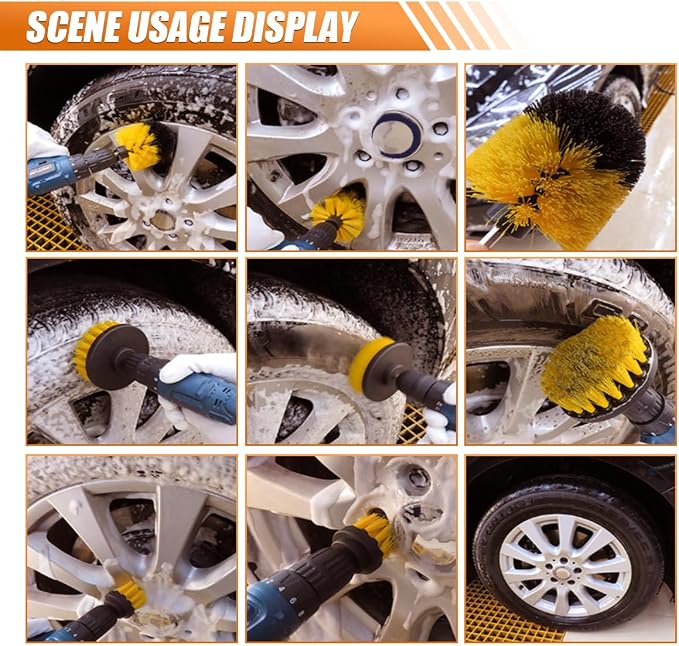 3PCS Car Detailing Drill Brush Set, Car Interior Power Scrubber Brush, Wheel - Image 5