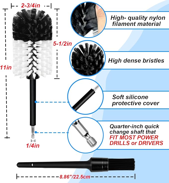 Wheel Brush Kit, Soft Drill Wheel Cleaner Brush, No Scratches Highly Dense Car - Image 6