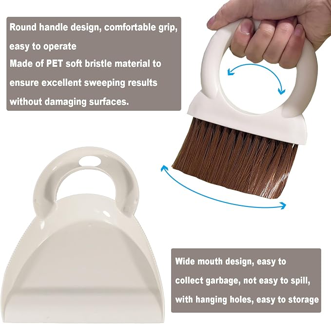 Round Handle Brush and Dustpan Set Small Broom & Dustpan Portable Handheld - Image 5