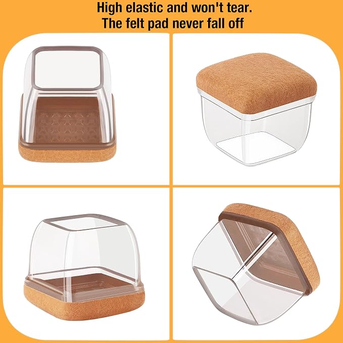 16 Pcs Extra Large Square Chair Leg Floor Protectors, Silicone Chair Leg - Image 3
