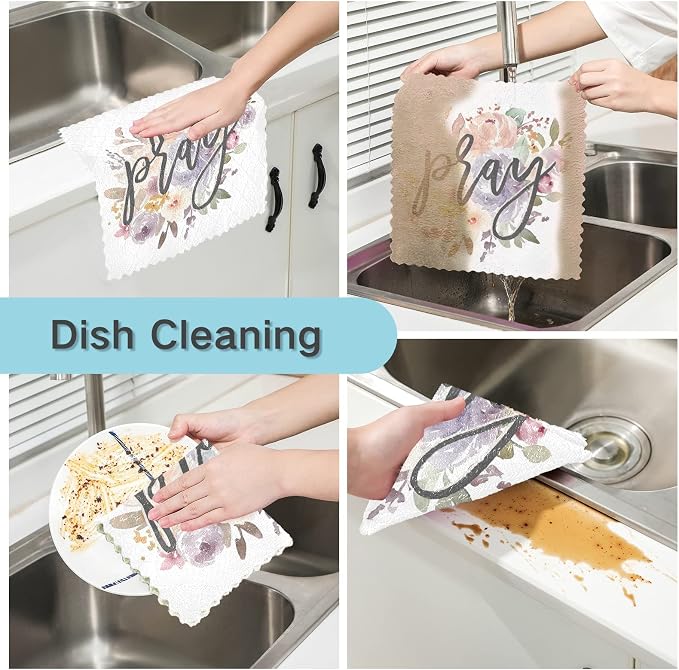 ALAZA Dish Towels Kitchen Cleaning Cloths Super Absorbent Lint Free Bar Tea - Image 2