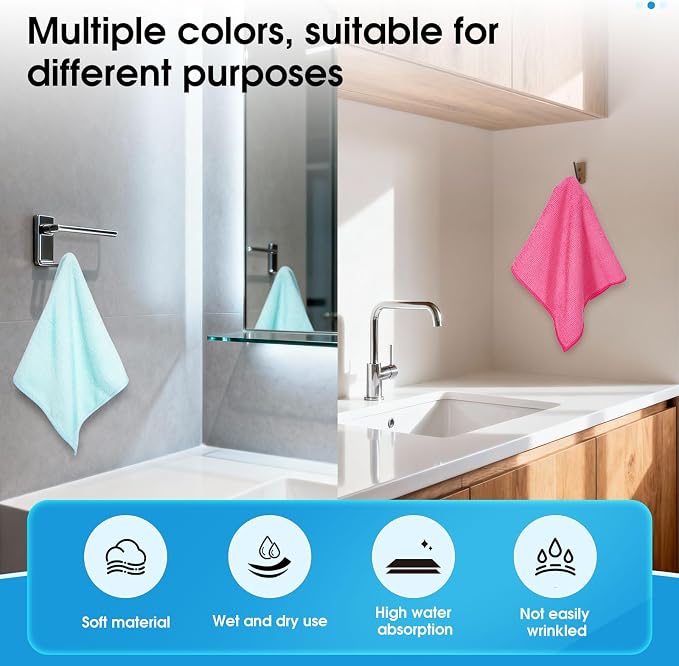 QYL Microfiber Cleaning Cloth, 12 Pack Cleaning Rags, Cleaning Towels - Image 4