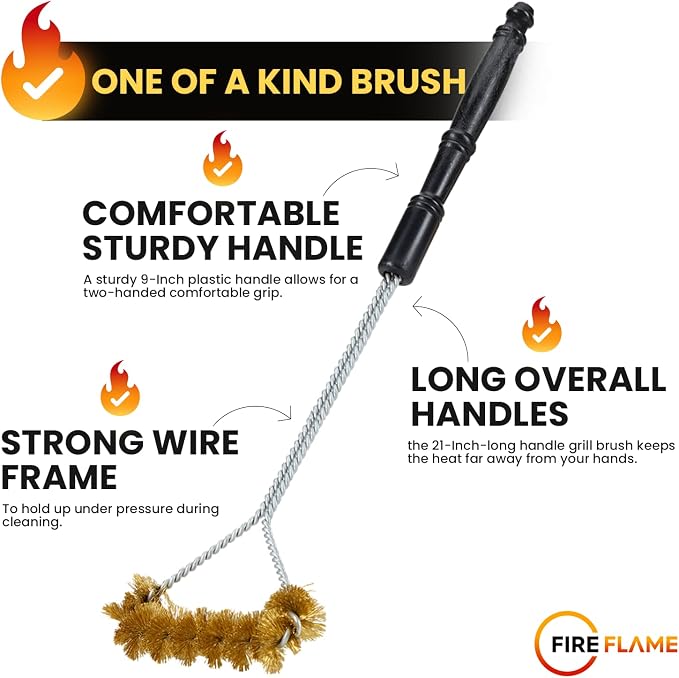 Fireflame BBQ Grill Brush – Non-Scratch Brass Bristles - Image 5