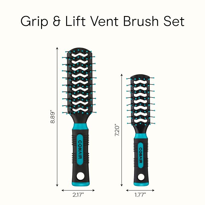 Conair Grip & Lift Vent Hairbrush 2PK, Full-Size and Mid-Size Brush Set - Image 6